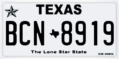 TX license plate BCN8919
