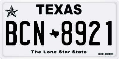 TX license plate BCN8921