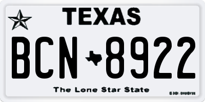 TX license plate BCN8922