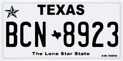 TX license plate BCN8923