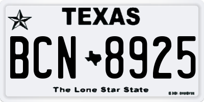 TX license plate BCN8925