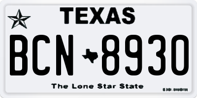 TX license plate BCN8930