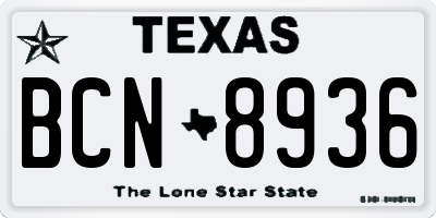 TX license plate BCN8936