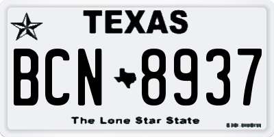 TX license plate BCN8937