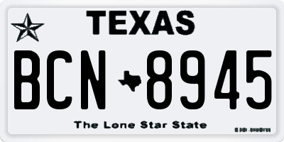 TX license plate BCN8945