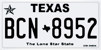 TX license plate BCN8952