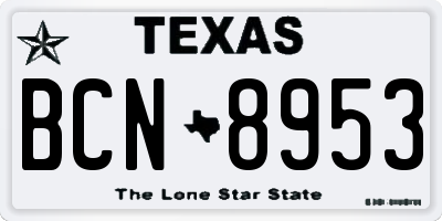 TX license plate BCN8953
