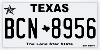 TX license plate BCN8956