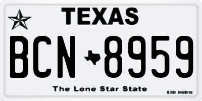 TX license plate BCN8959