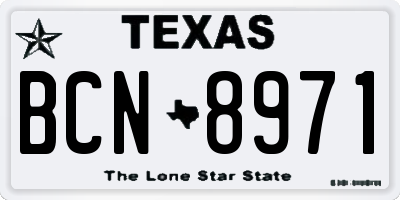 TX license plate BCN8971