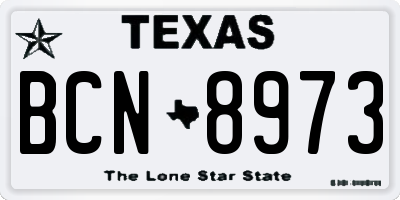 TX license plate BCN8973