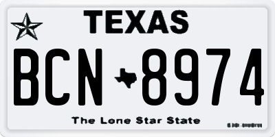 TX license plate BCN8974
