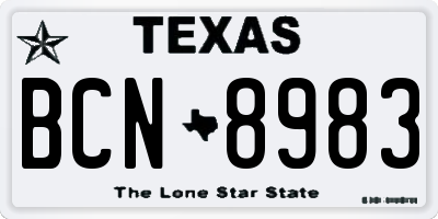 TX license plate BCN8983