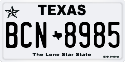 TX license plate BCN8985