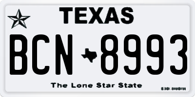 TX license plate BCN8993