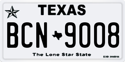 TX license plate BCN9008