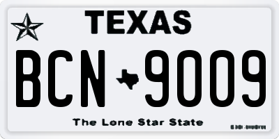 TX license plate BCN9009