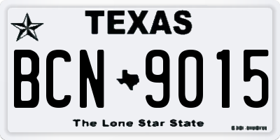TX license plate BCN9015