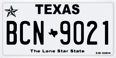 TX license plate BCN9021