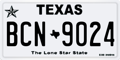 TX license plate BCN9024