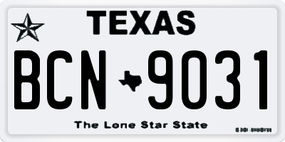 TX license plate BCN9031