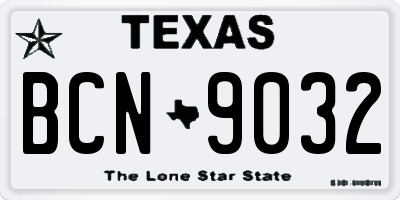 TX license plate BCN9032