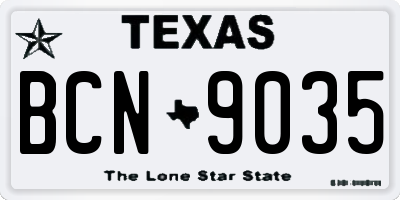 TX license plate BCN9035