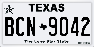 TX license plate BCN9042