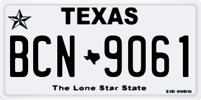 TX license plate BCN9061