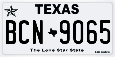 TX license plate BCN9065