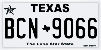 TX license plate BCN9066