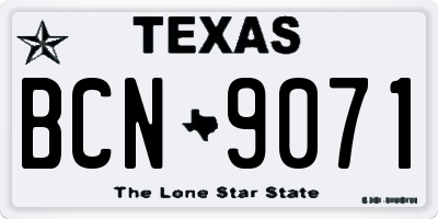 TX license plate BCN9071