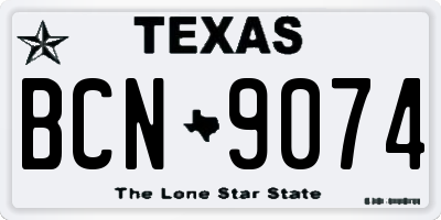 TX license plate BCN9074