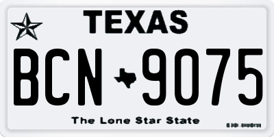 TX license plate BCN9075