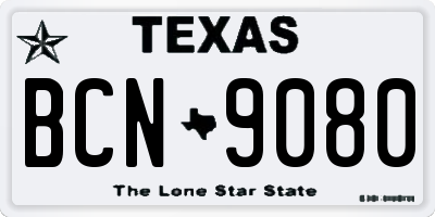 TX license plate BCN9080