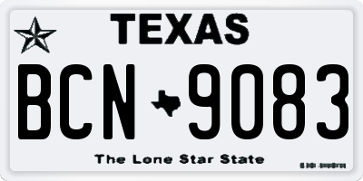 TX license plate BCN9083