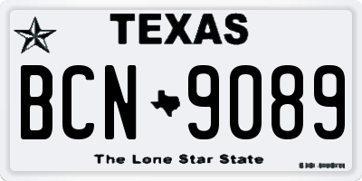 TX license plate BCN9089