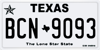 TX license plate BCN9093