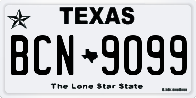 TX license plate BCN9099