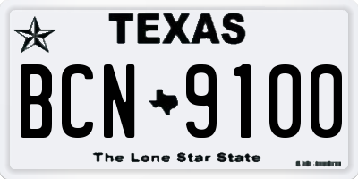 TX license plate BCN9100