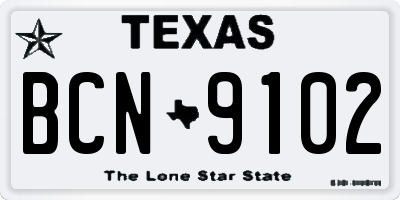 TX license plate BCN9102