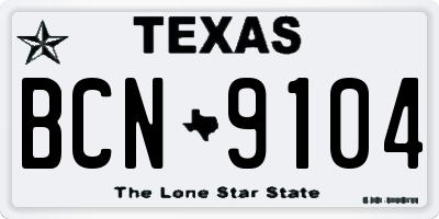 TX license plate BCN9104