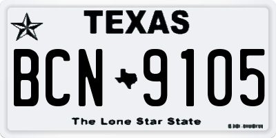 TX license plate BCN9105