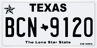 TX license plate BCN9120