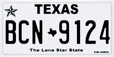 TX license plate BCN9124