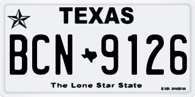 TX license plate BCN9126