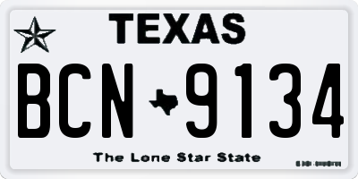 TX license plate BCN9134