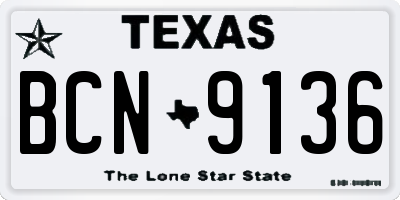 TX license plate BCN9136