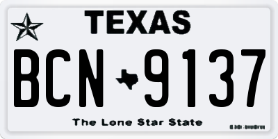 TX license plate BCN9137