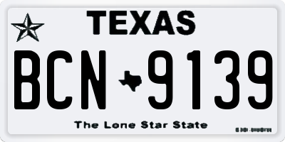 TX license plate BCN9139